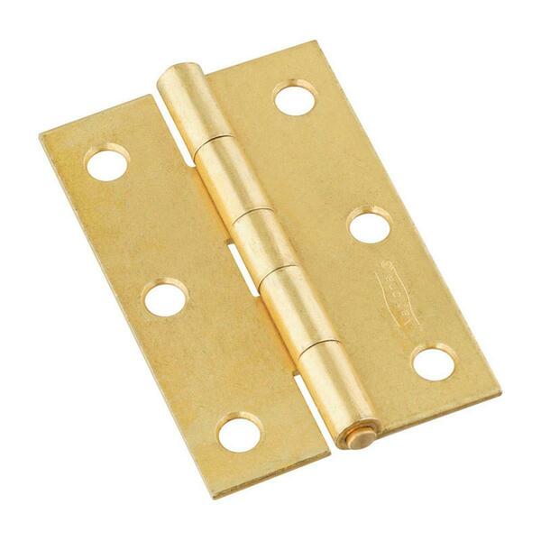 National Mfg Sales 3 in. Steel Brass Non-Removable Pin Door Hinges, 2PK 5701966